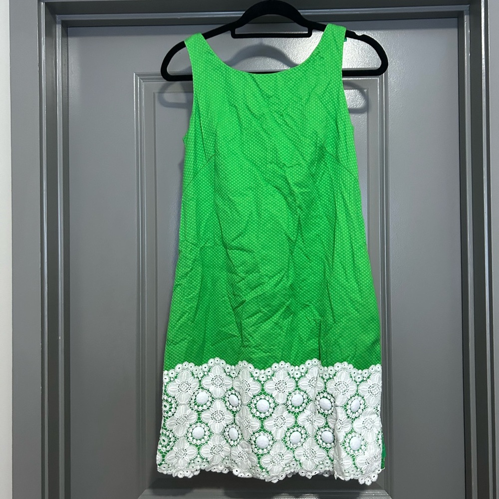 Lilly Pulitzer Jubilee Kelly Green White Bead Sleeveless Tank Sheath Dress Size2